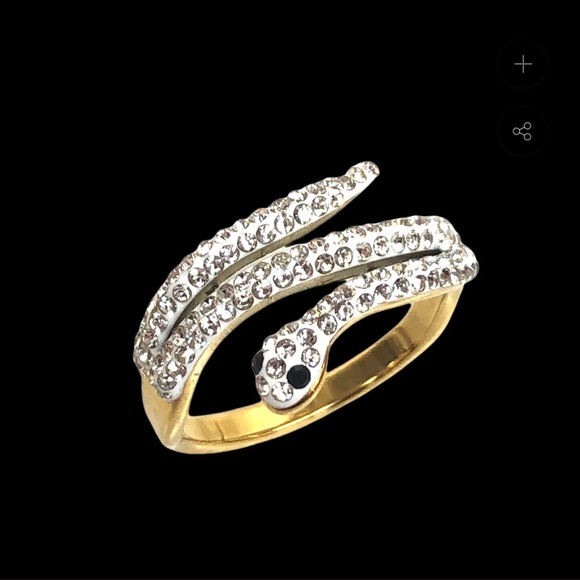 Snake ring with rhinestone paved - Picture 3 of 6